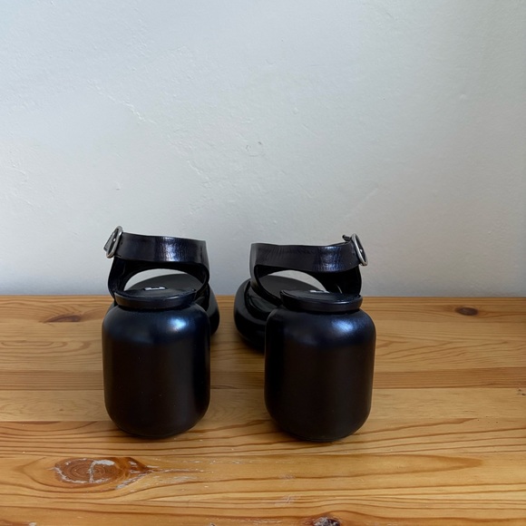 Jil Sander Puffy Leather Block Heels Sandals - Picture 3 of 5